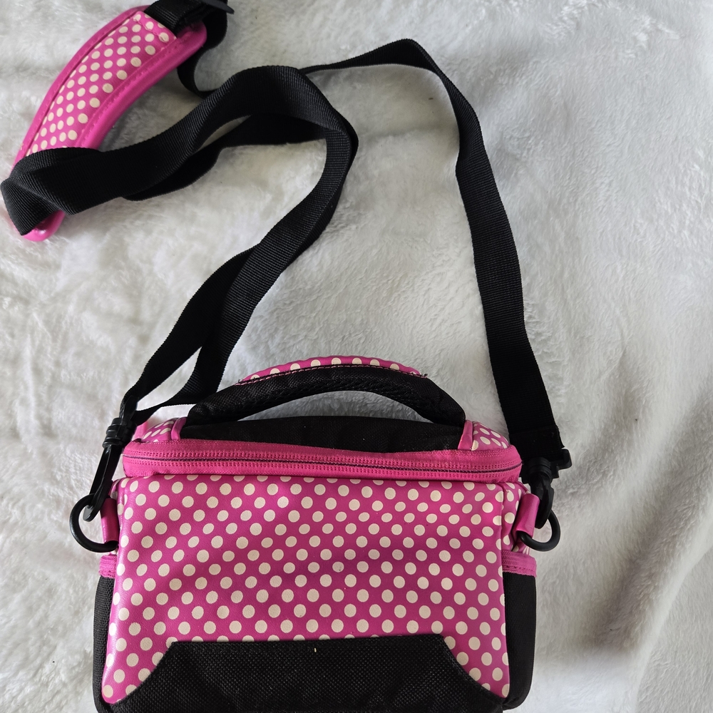 Polka Dot Pink and Black Crossbody Bag